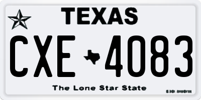 TX license plate CXE4083