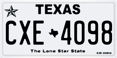 TX license plate CXE4098