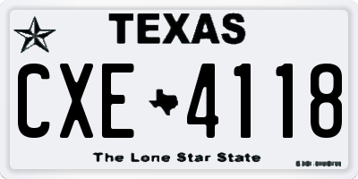 TX license plate CXE4118