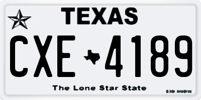 TX license plate CXE4189