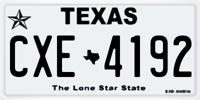 TX license plate CXE4192