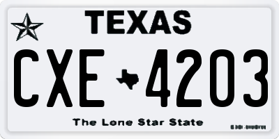 TX license plate CXE4203