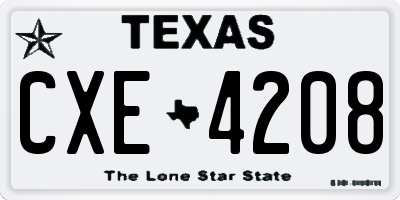 TX license plate CXE4208