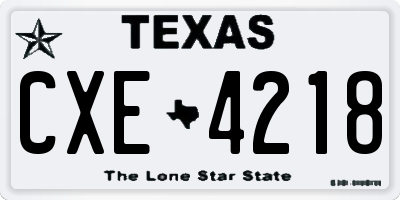 TX license plate CXE4218