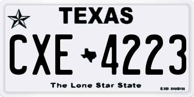 TX license plate CXE4223