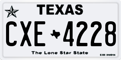 TX license plate CXE4228