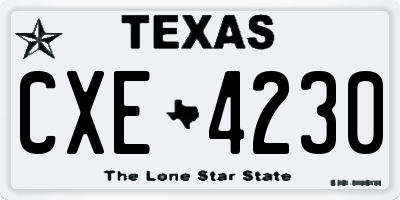 TX license plate CXE4230
