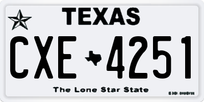 TX license plate CXE4251