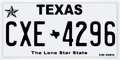 TX license plate CXE4296