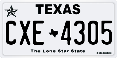 TX license plate CXE4305