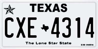 TX license plate CXE4314