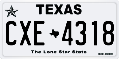 TX license plate CXE4318