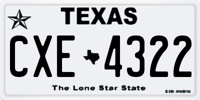TX license plate CXE4322