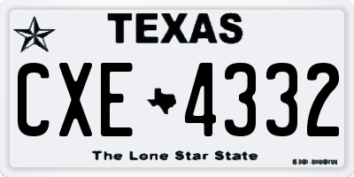 TX license plate CXE4332