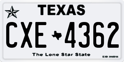 TX license plate CXE4362