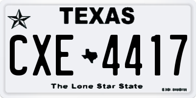 TX license plate CXE4417