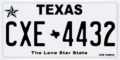 TX license plate CXE4432