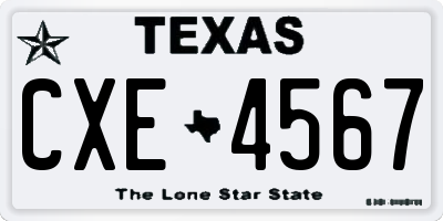 TX license plate CXE4567