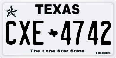 TX license plate CXE4742