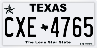 TX license plate CXE4765