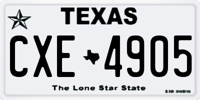 TX license plate CXE4905
