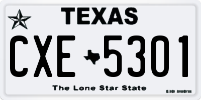 TX license plate CXE5301