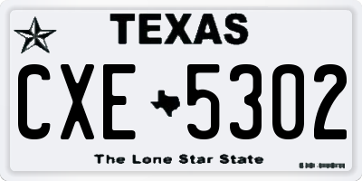 TX license plate CXE5302