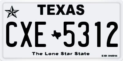 TX license plate CXE5312