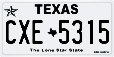 TX license plate CXE5315