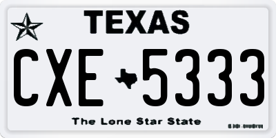 TX license plate CXE5333