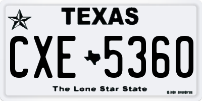TX license plate CXE5360