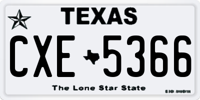 TX license plate CXE5366