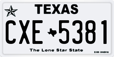 TX license plate CXE5381