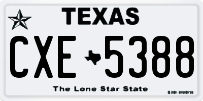 TX license plate CXE5388