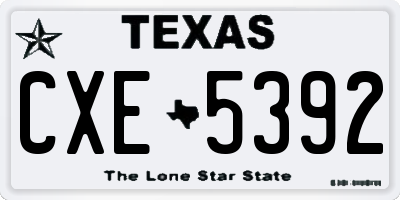 TX license plate CXE5392