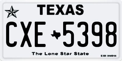 TX license plate CXE5398