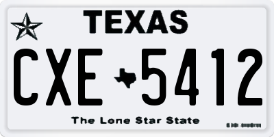 TX license plate CXE5412