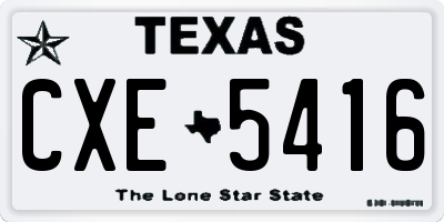 TX license plate CXE5416