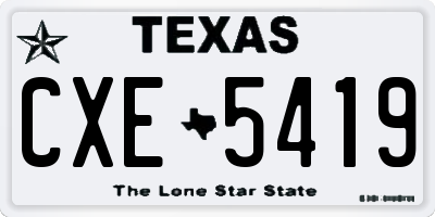TX license plate CXE5419