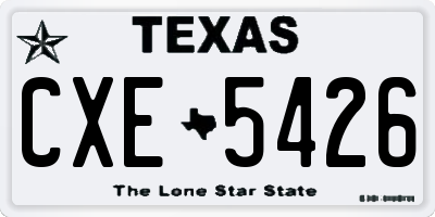 TX license plate CXE5426