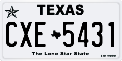 TX license plate CXE5431