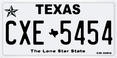 TX license plate CXE5454