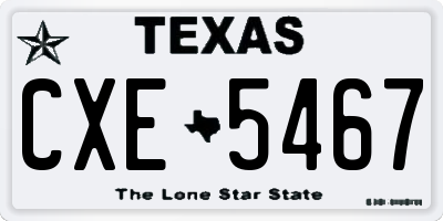 TX license plate CXE5467
