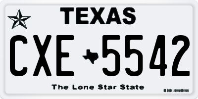 TX license plate CXE5542