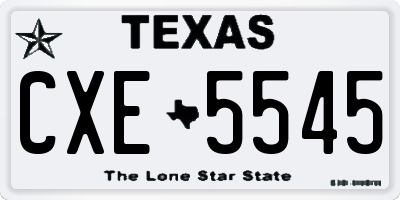 TX license plate CXE5545