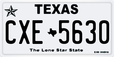 TX license plate CXE5630