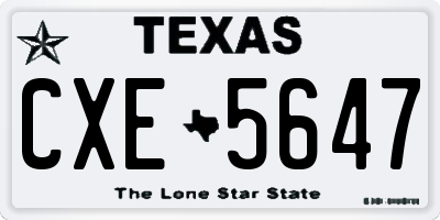 TX license plate CXE5647