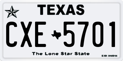 TX license plate CXE5701