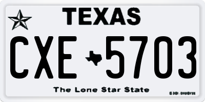 TX license plate CXE5703