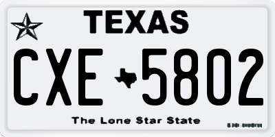 TX license plate CXE5802